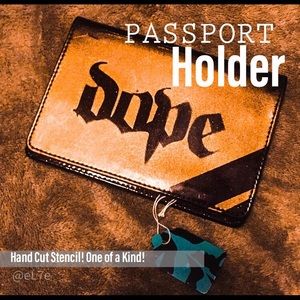 HAND STENCILED: glitter zip passport holder